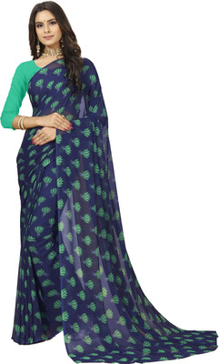 Rangita Printed Daily Wear Georgette Saree(Dark Blue)