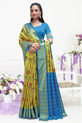 DHARMRAJ ENTERPRISE Digital Print Kalamkari Crepe Saree(Multicolor)