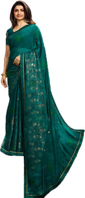 RAJESHWAR FASHION Printed Bollywood Pure Silk Saree(Light Green)