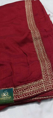 KASHIRATNAM Solid/Plain Bollywood Georgette Saree(Maroon)