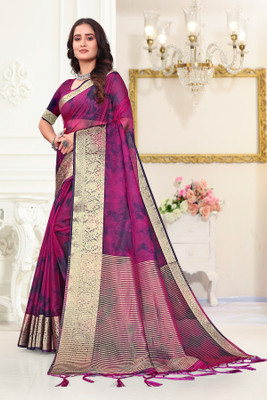 Aarunika BS Tie-Dye Bollywood Organza Saree(Purple, Gold)