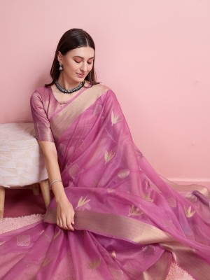 DOI MOI Dyed Banarasi Pure Silk Saree(Pink)