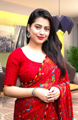 TEN R Self Design Bollywood Georgette Saree(Red)