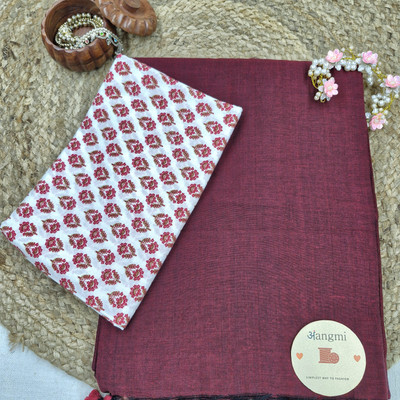 aangmi Self Design Handloom Khadi Saree(Maroon)