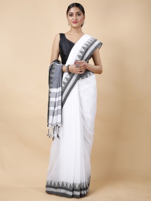 DipDiya Woven Handloom Pure Cotton Saree(Cream)