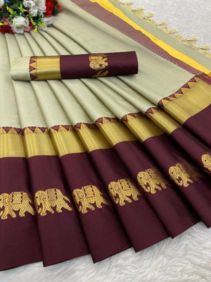 NST5 Woven Maheshwari Pure Cotton Saree(Multicolor)