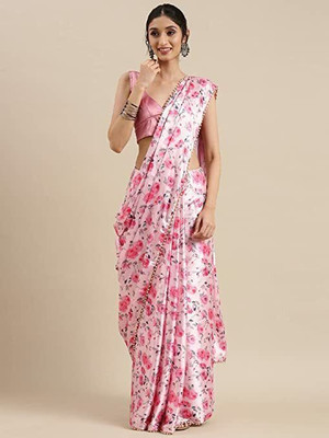SHREESHA ENTERPRISE Printed Bollywood Satin Saree(Pink)