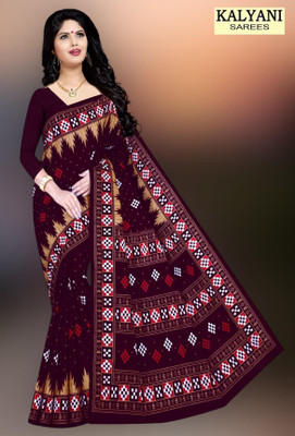 kalyani nx Printed Sambalpuri Pure Cotton Saree(Maroon)