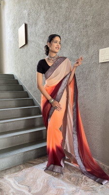 A To Z Cart Ombre Bollywood Georgette Saree(Orange)