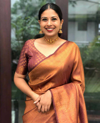 Rudr Venture Digital Print Banarasi Jacquard Saree(Maroon)