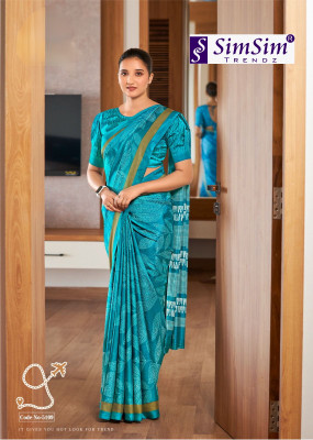 SimSim Trendz Printed Daily Wear Polyester Saree(Blue)