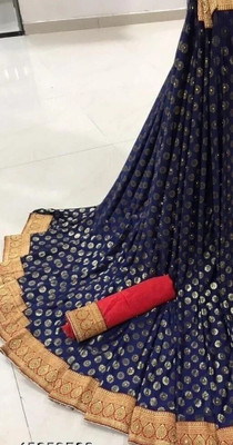 ASHA ENTERPRISE Printed Bollywood Silk Blend Saree(Blue)