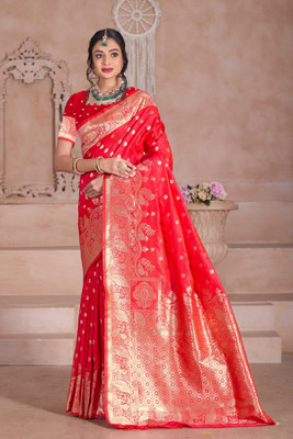 Yogik Creation Printed Banarasi Art Silk Saree(Red)