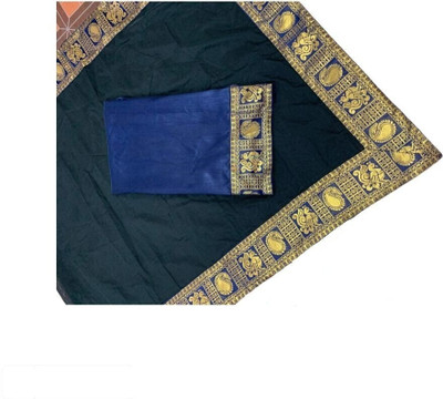 ROOP SUNDARI SAREES Dyed, Solid/Plain Chanderi Cotton Blend Saree(Black)