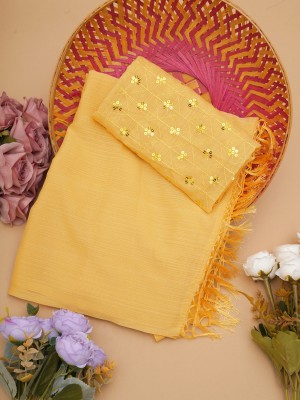 FERVIK FASHION Woven, Embroidered Bollywood Georgette Saree(Yellow)