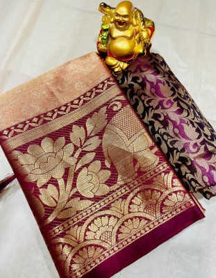 Fashion Club Collection Woven, Self Design Kanjivaram Cotton Silk Saree(Maroon)