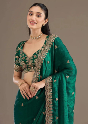 Nayoora Embroidered Bollywood Tissue Saree(Green)