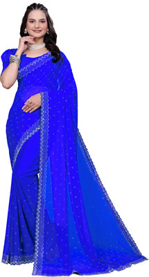 Royal Creation Self Design Daily Wear Georgette Saree(Blue)