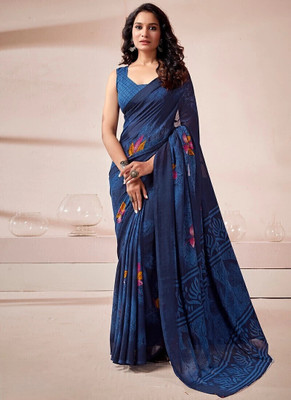 Panchvati NX Printed Bollywood Georgette Saree(Dark Blue)