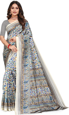 Kanooda Prints Printed Mysore Art Silk Saree(Multicolor)