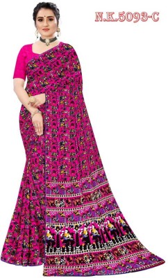 GRIVA Digital Print Bollywood Georgette Saree(Pink)