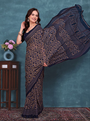 Kanooda Prints Printed Daily Wear Georgette Saree(Yellow)