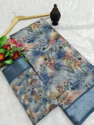 Gajal Printed Kanjivaram Pure Cotton, Cotton Linen Saree(Multicolor)