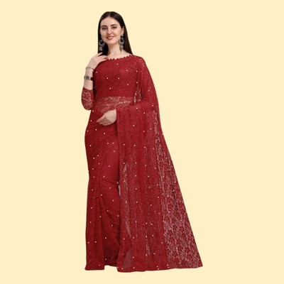 NORAFLEXx Printed Bollywood Brasso Saree(Maroon)