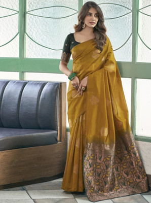Sanwariya Silks Woven Bollywood Jacquard Saree(Yellow)