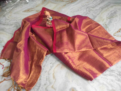 BiswasTextiles Self Design Tant Pure Cotton Saree(Pink)