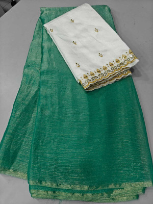 HouseOfCommon Solid/Plain Bollywood Chiffon Saree(Light Blue)