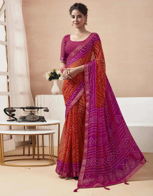 Panchvati NX Printed Bandhani Georgette Saree(Orange)