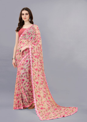 VARNI DESIGNER HUB Floral Print Bollywood Georgette Saree(Magenta)