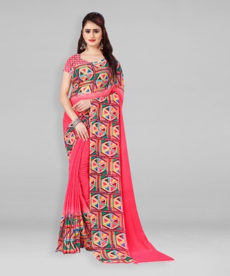 kashvi sarees Printed Daily Wear Georgette Saree(Pink)