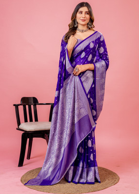 Divastri Woven Kanjivaram Silk Blend Saree(Purple)