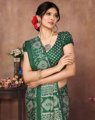 YASHIKA Printed Daily Wear Art Silk Saree(Green)