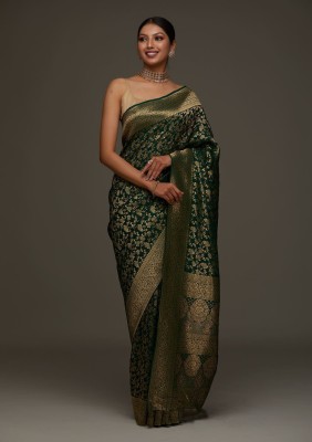 manmohitsaree Woven Banarasi Jacquard Saree(Green)