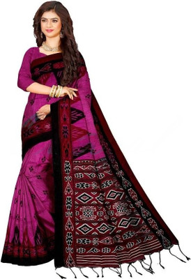 DUGGE FASHION Printed Sambalpuri Pure Cotton Saree(Multicolor)