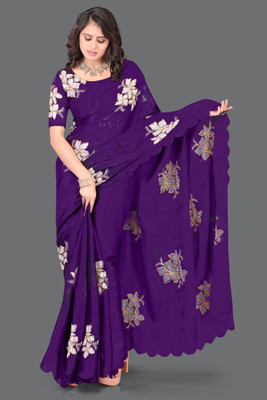 AVIRAT DESIGNER STUDIO Embroidered Bollywood Georgette Saree(Purple)