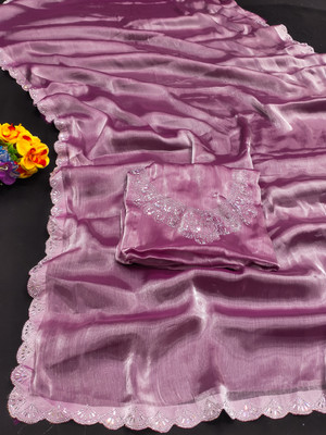 ZOYAL ENTERPRISE Embroidered Bollywood Jimmy choo Saree(Purple)