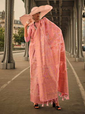 Divastri Woven Banarasi Organza Saree(Gold)