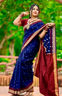 shopsilk Self Design Sambalpuri Art Silk Saree(Blue)