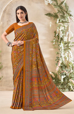 The Fashion Attire Floral Print Bollywood Crepe Saree(Multicolor)