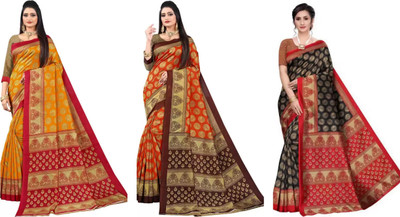 Vimalnath Synthetics Printed Bollywood Art Silk Saree(Pack of 3, Multicolor)