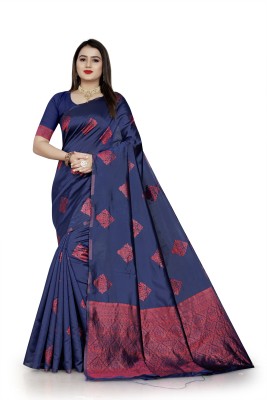 SAIKRUPA FASHION Woven Banarasi Jacquard Saree(Dark Blue)