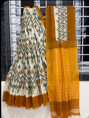 ARSH ENTERPRISE Printed Handloom Pure Cotton Saree(Yellow)