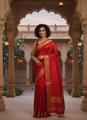 Tilfelle Woven Banarasi Satin Saree(Red)