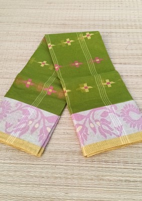 GANESH PLASTIC Printed, Woven Handloom Pure Cotton Saree(Dark Green)