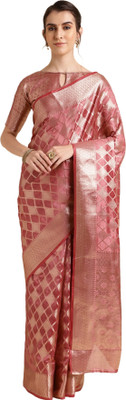 SHRIMAY Embellished, Woven, Self Design Bollywood Net, Organza Saree(Magenta)