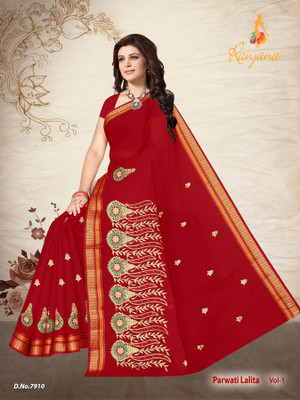 RANJANA CREATION Self Design Daily Wear Pure Cotton Saree(Red)